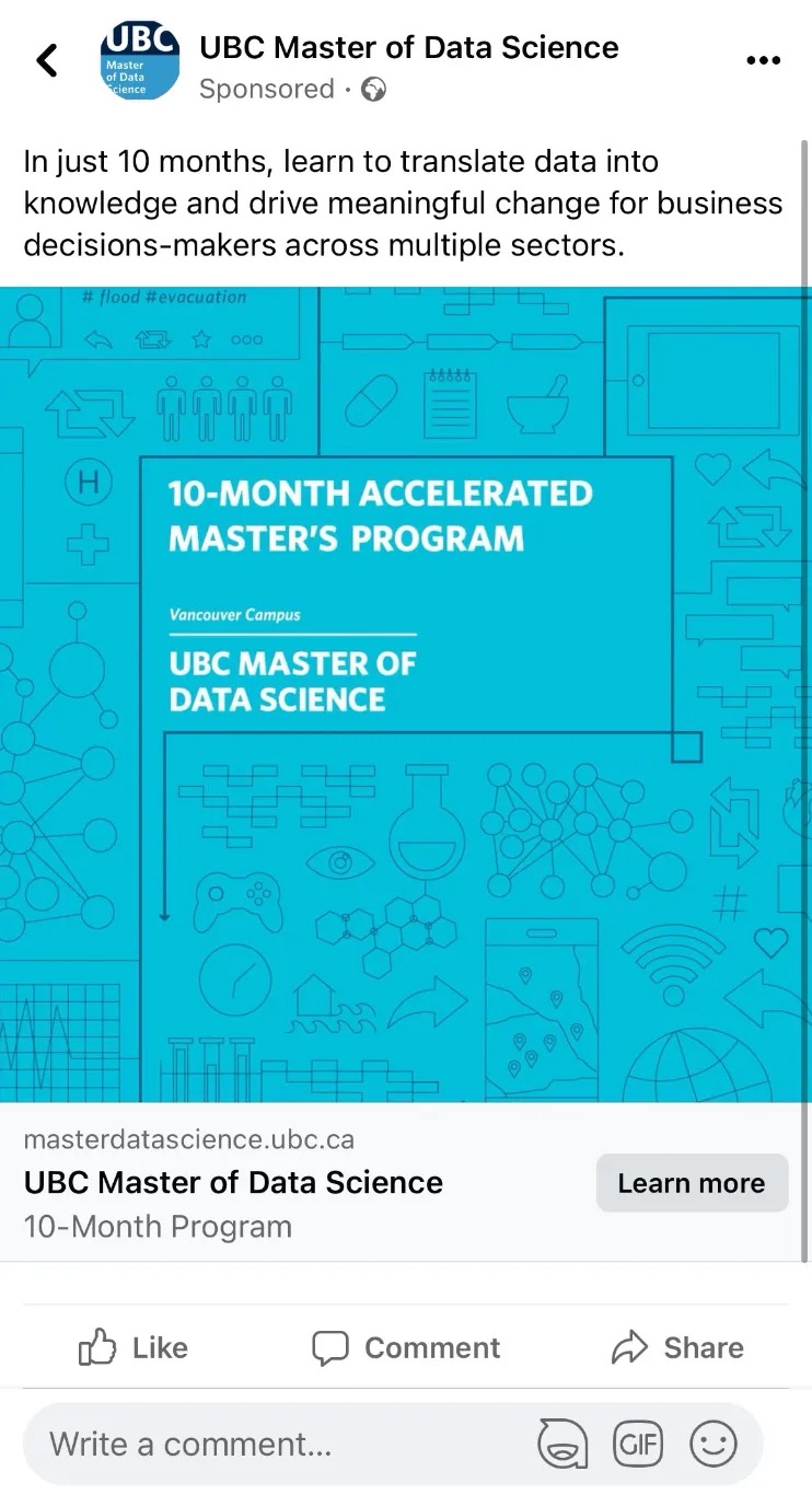 UBC Master of Data Science Facebook Ads
